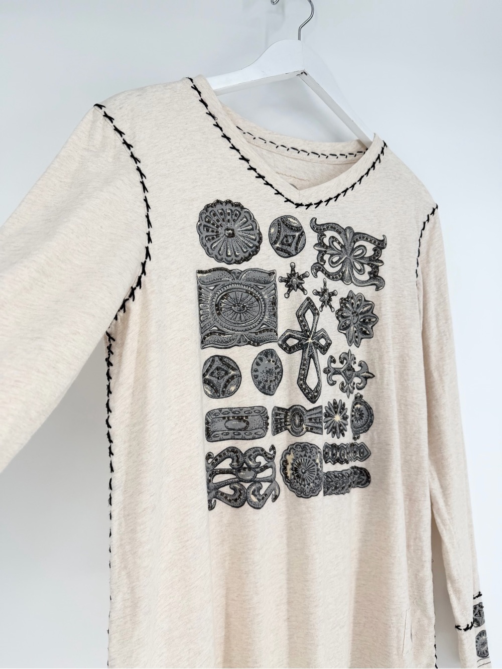 Double D Ranch Long Sleeve Top Beaded - Picture 2 of 10
